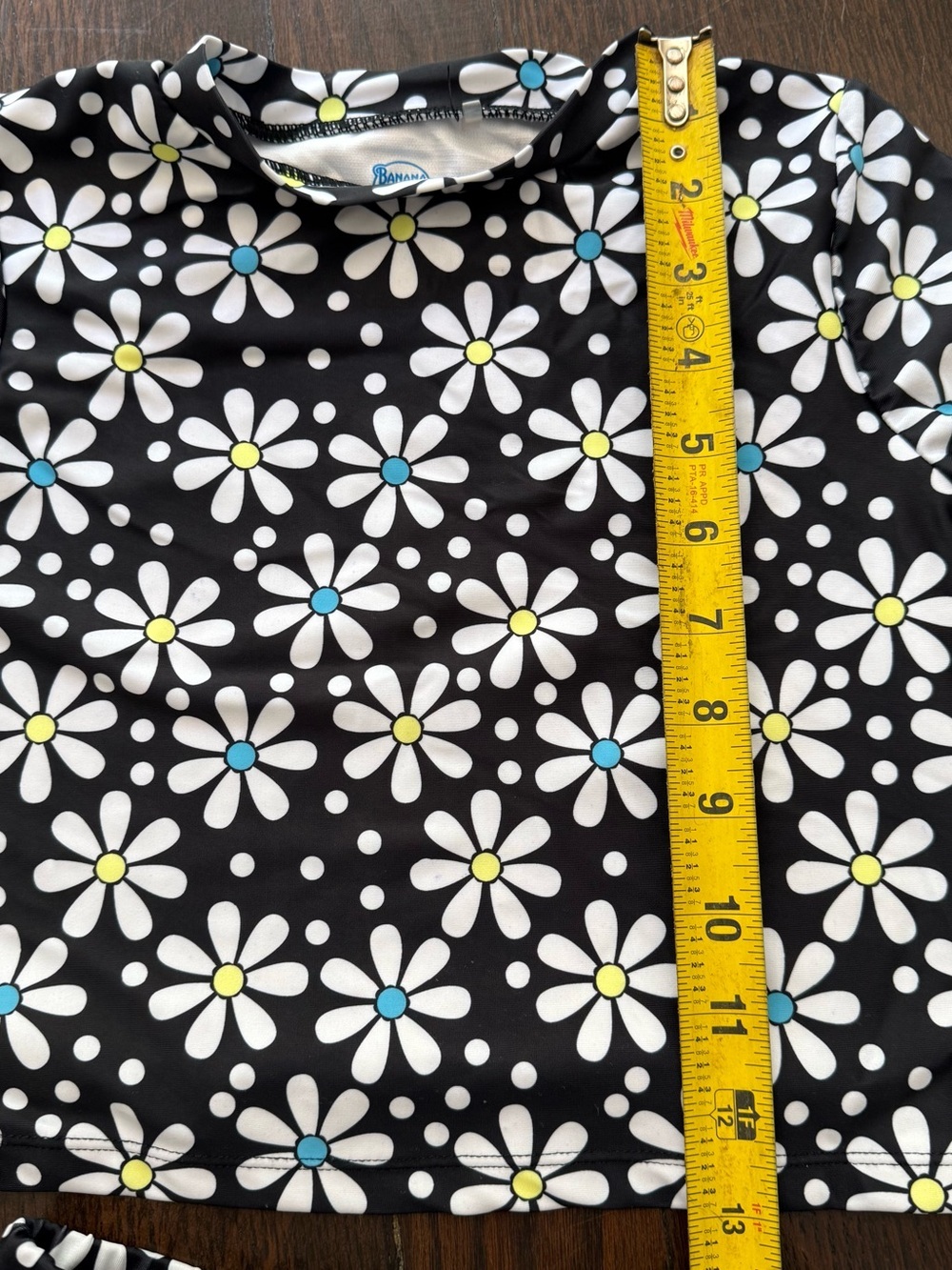 NWOT Banana Boat  Black White Daisy Print Kids Rashguard 3 Pc Set Blue Accent - Picture 7 of 10